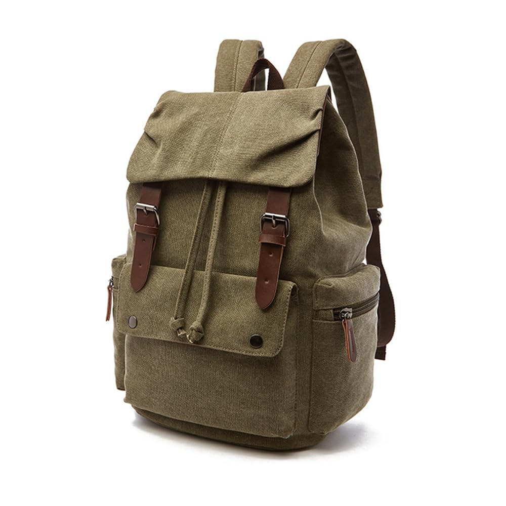 XINYASEE Hombres Mujeres Lienzo Impermeable Vintage Laptop Mochila Senderismo Bolsa de Viaje Unisex Retro Mochila Universitaria 14" Laptop Bolsa de Viaje Escuela Camping Lienzo