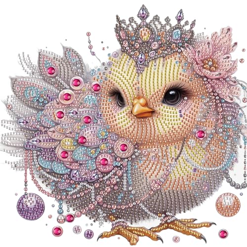 Image of AiYuanzsh Honored Chicken Diamond Art Kits for Adults, 5D Special Shape Diamond Art Kits for Beginners, Crystal Rhinestones Diamond Painting for Home Wall Decoration Gift 12x12inch