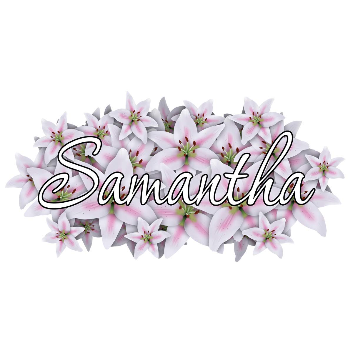 VWAQ Custom Name Lily Flower Wall Decal Peel and Stick Nursery Sticker Personalized Decor - NS8 (10" H X 20" W)