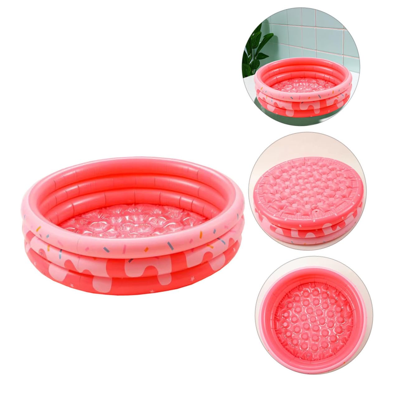 Pataugeoire Gonflable Ronde pour Garçon et Filles et Bébé, PVC Épais, Rose