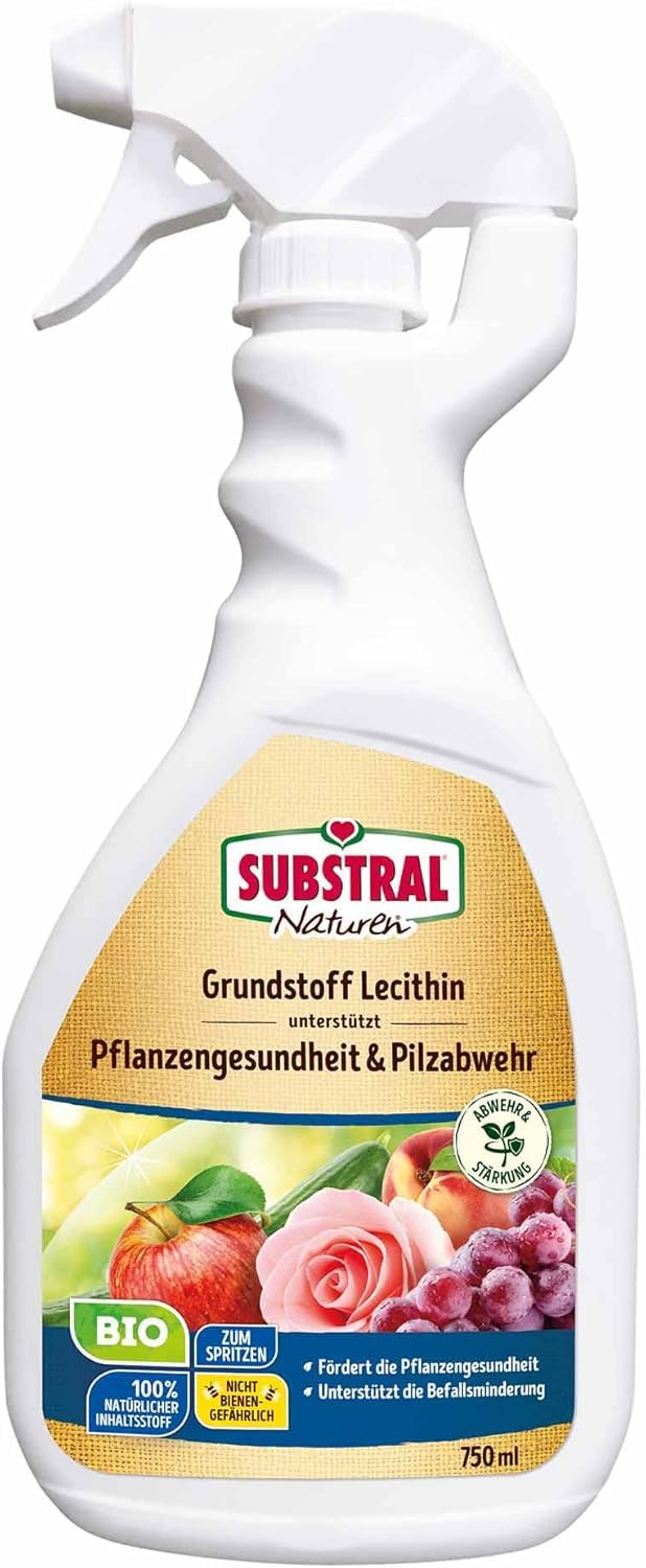 Substral Naturen Bio Grundstoff Lecithin, 750ml Sprühflasche, unterstützt Pflanzengesundheit, Pilzabwehr + Befallsminderung