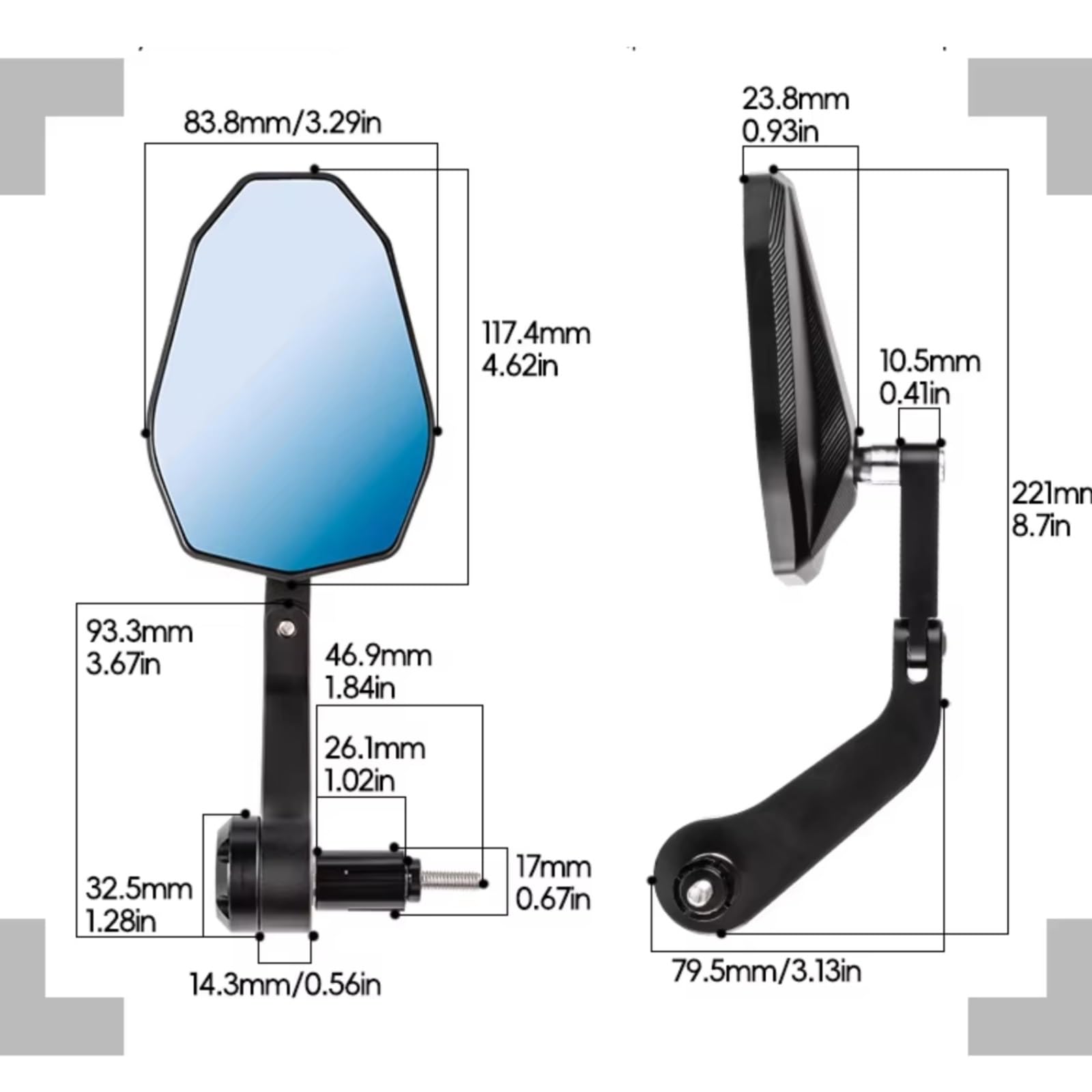 Compatible con Yamaha para NMAX155 2017 2018 2019 2020 2021 2022 2023 Manillar De Motocicleta Espejos Retrovisores Espejos Laterales Accesorios Espejo Retrovisores Moto(Size1)
