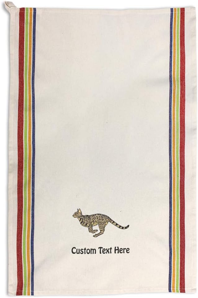 Style In Print Custom Decor Kitchen Towels Bengal Cat B Pets Cats Cleaning Supplies Dish Towels Red Stripe Design Only