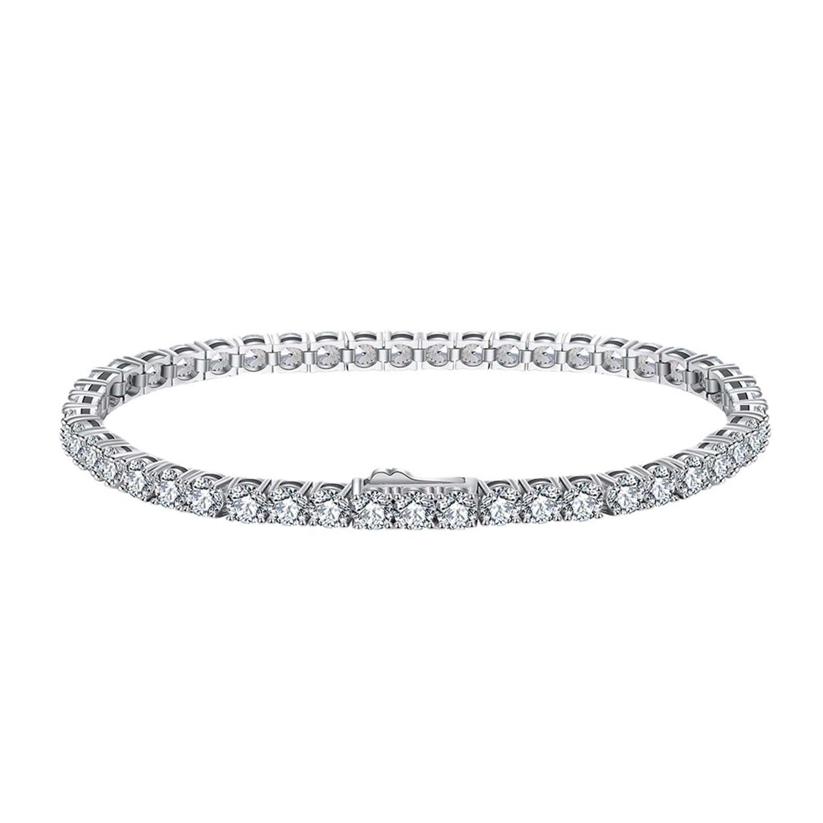 Bracelet Argent Femme 925, Bracelet Chaîne de Tennis avec Zirconium Ronde 2MM-4MM - Cadeau pour Maman Épouse Fille Amie