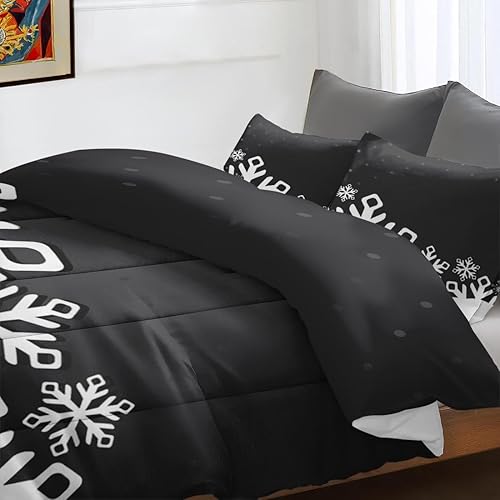 Miniatura 7 de Juego de edredón tamaño King, copos de nieve de Navidad, bola de nieve de invierno, edredón suave para niños y adultos, juego de ropa de cama retro