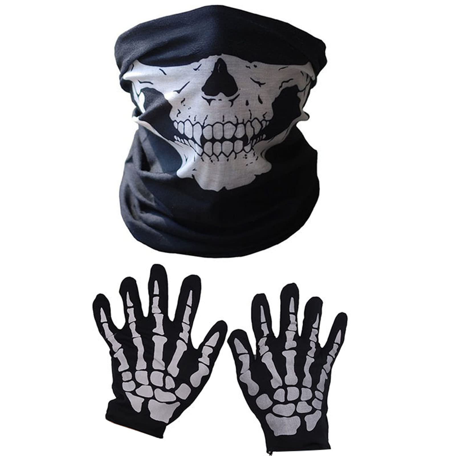 Kalttoy Multicolor Halloween Skeleton Gloves And Skull Set Indoor Outdoor Party Face Cover Scary Horror Atmosphere Props Gift Halloween Cosplay Gifts