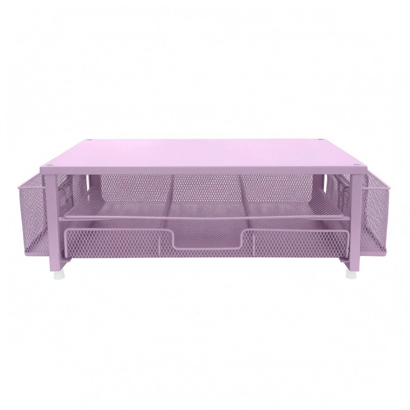 Organizzatore Scrivania Supporto Mensola Tavolo Rialzo Schermo Cassetto Rete Metallo Porta Penne Piano Piatto in Acciaio al Carbonio per Accessori Adatto per Studio Studenti , Rosa