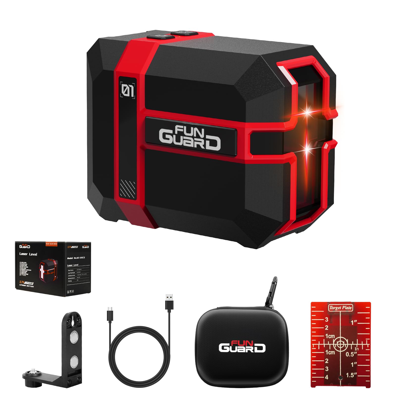 Livella Laser Autolivellante 360, Livello Laser Rosso Modulo Laser Doppio 35M, 3 Modalità per Passare Orizzontale/Verticale, Modalità a impulsi, USB Ricarica, IP54 per Cantieri,DIY