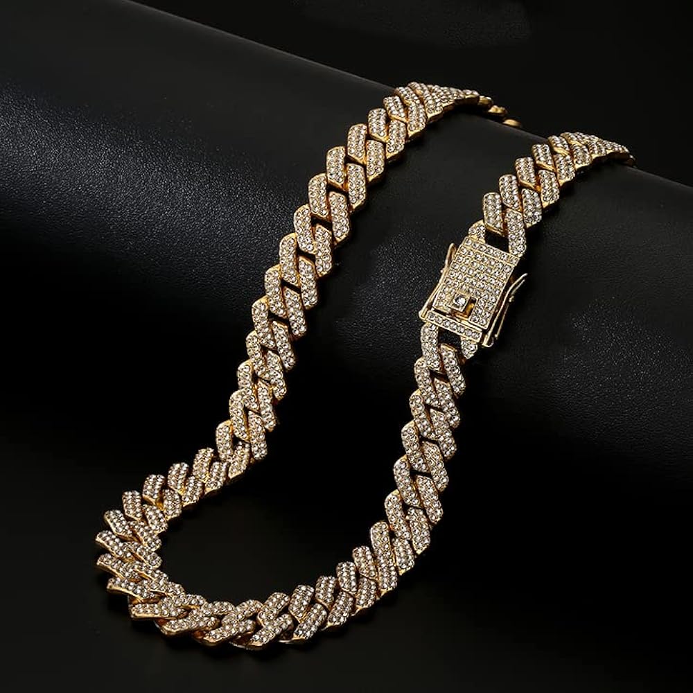 【お買い得】【12mm】マイアミキューバリンクネックレス+金の指輪　セット お買い得】【12mm】マイアミキューバリンクネックレス+金の指輪