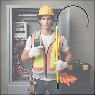 Commercial High Voltage Insulated Rescue Hook, Portable Anti-electrocution Emergency Lifesaving Pole, Lineman Gear Electrical Safety with Reinforced Fiberglass Handle(Yellow-9.8ft/300cm