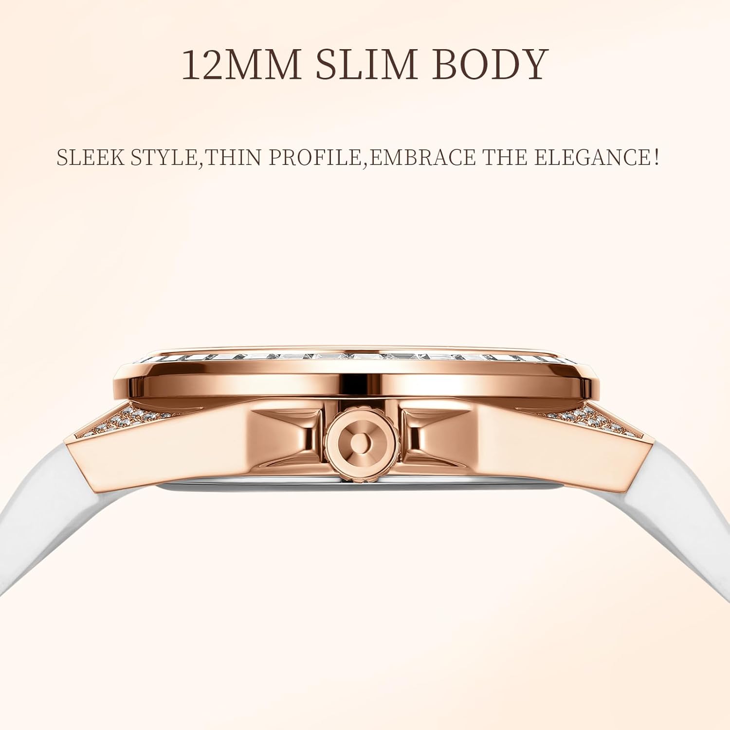 Paras Crown Womens Watches Luxury Dress Classic Ladies Watches 5ATM Waterproof Quartz Gift Wrist Watches for Womens Ceramic Band,Luxury Fashion Timepiece for Her - Image 4