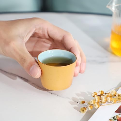 Miniatura 9 de Evannt Juego de 3 tazas de té de cerámica, tazas de té japonesas pequeñas, taza de sake de porcelana, juego de té Kung Fu estilo retro (estilo 2#)