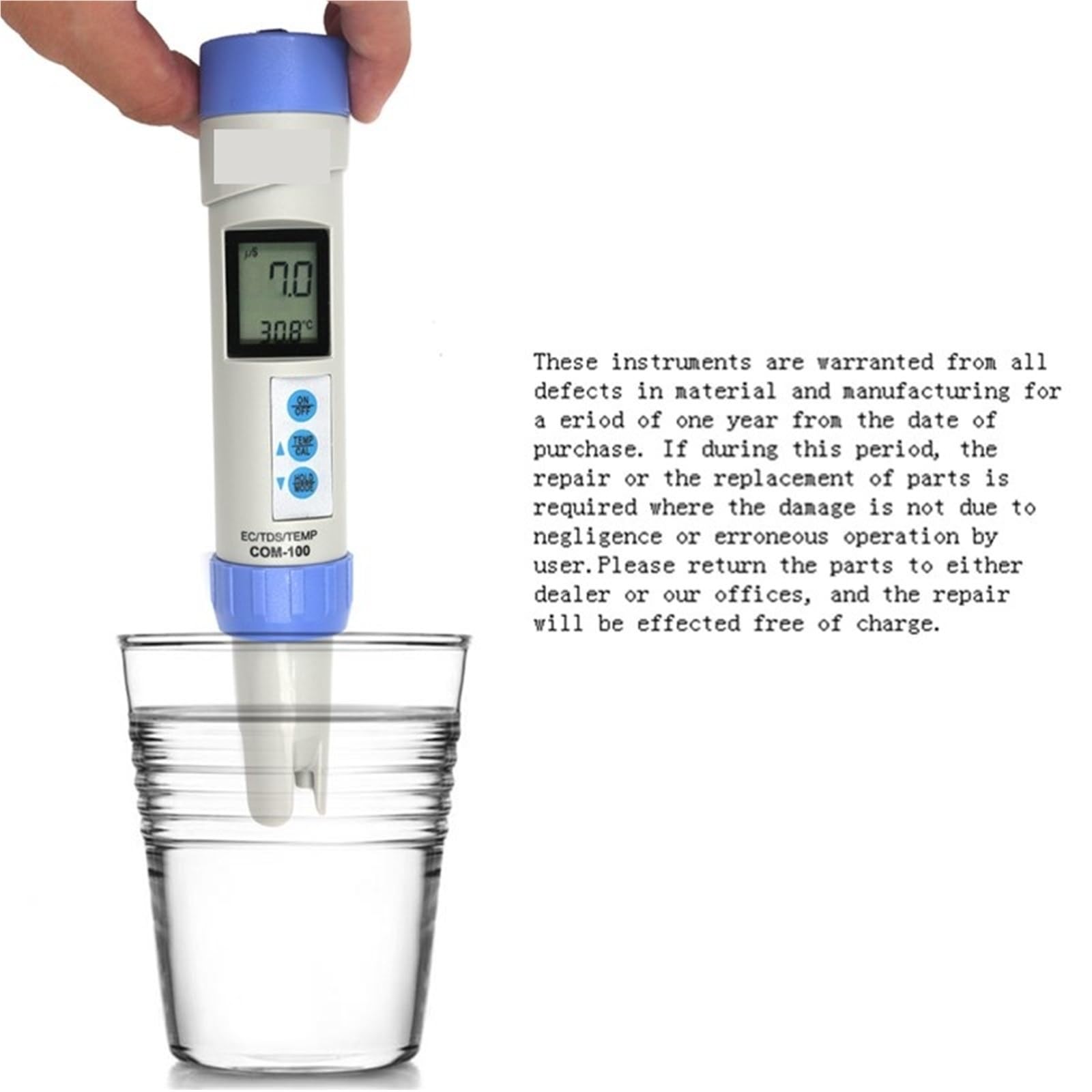 Probador de Agua, Analizador de CE Profesional, medidor de TDS, comprobador de Temperatura con calibración automática y retención de Datos, Herramientas de medición for Piscinas.