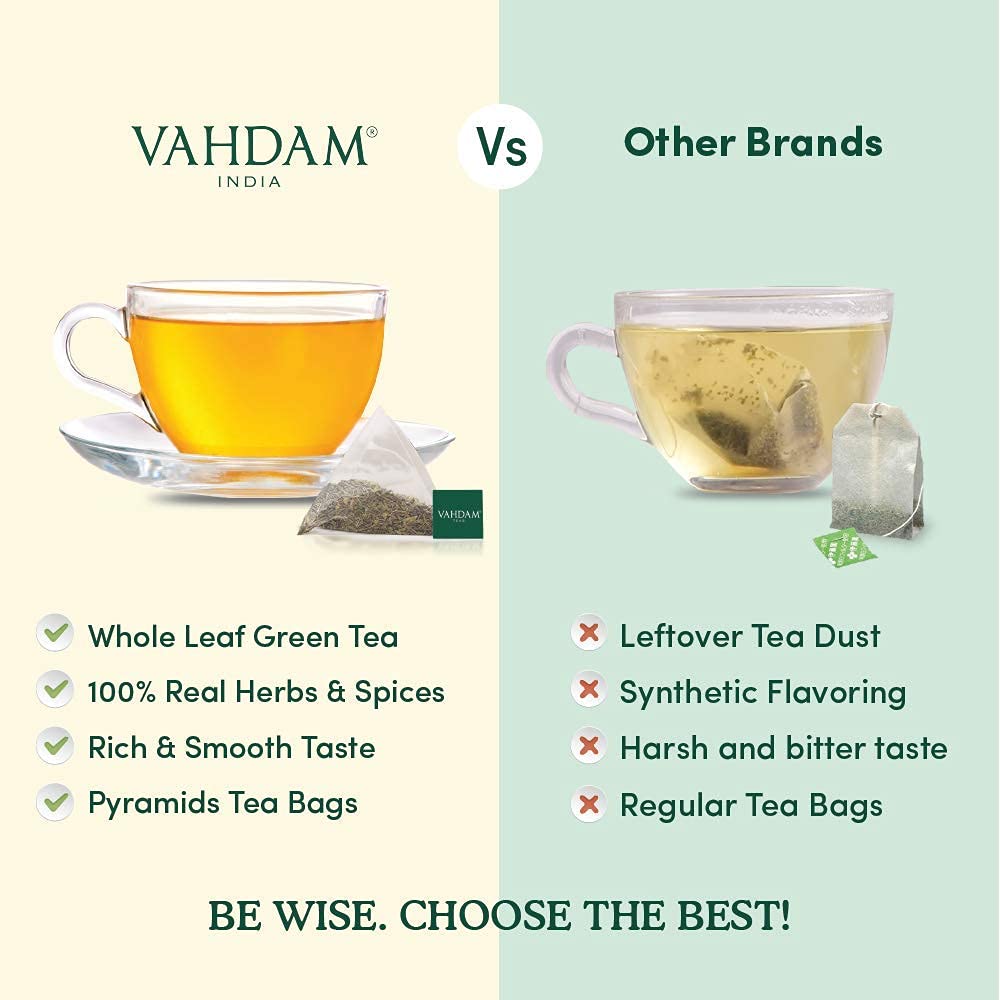 Buy Vahdam Decaf Himalayan Green Tea 100 Tea Bags 100 Natural Decaf Green Tea Detox Tea Antioxidants Rich Supports Metabolism Green Tea Decaffeinated Loose Leaf Tea Bag Online In Singapore B093663r1q