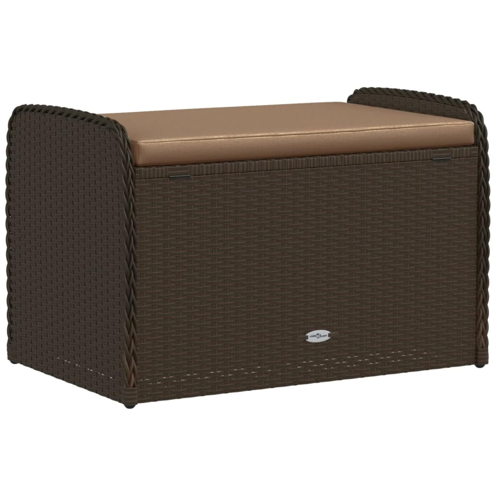 Sitzbank mit Stauraum & Kissen Sitzbox Mit Stauraum Storage Chest Stauraum Bank Sitztruhe Mit Stauraum Braun 80x51x52 cm Poly Rattan