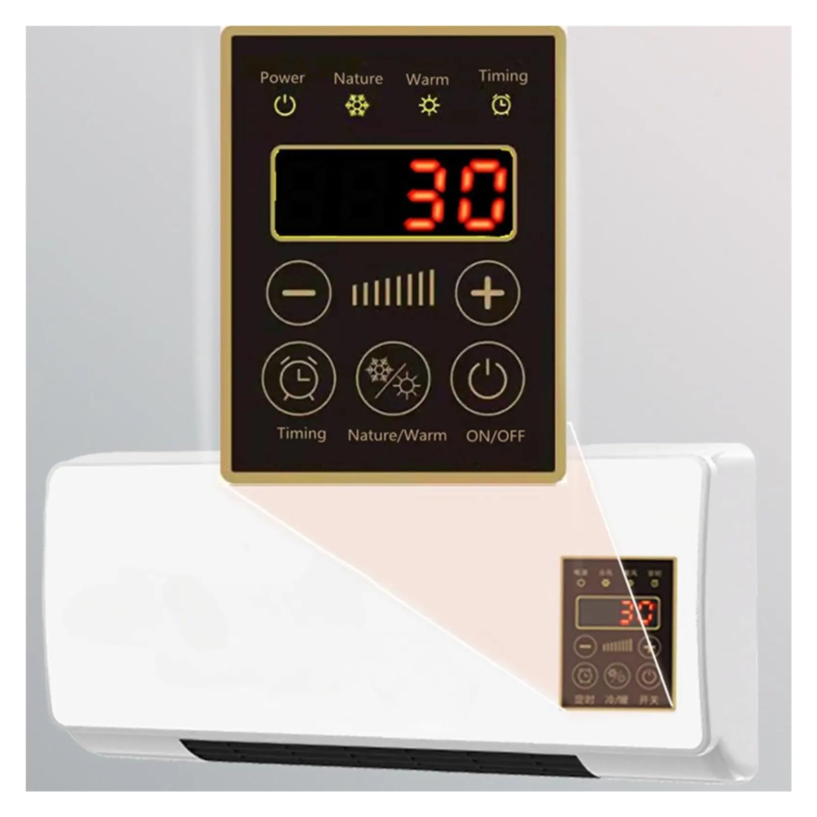 Aire acondicionado portátil for pared y suelo, unidad de aire acondicionado silenciosa for dormitorio, calor frío, con Control remoto(EU)
