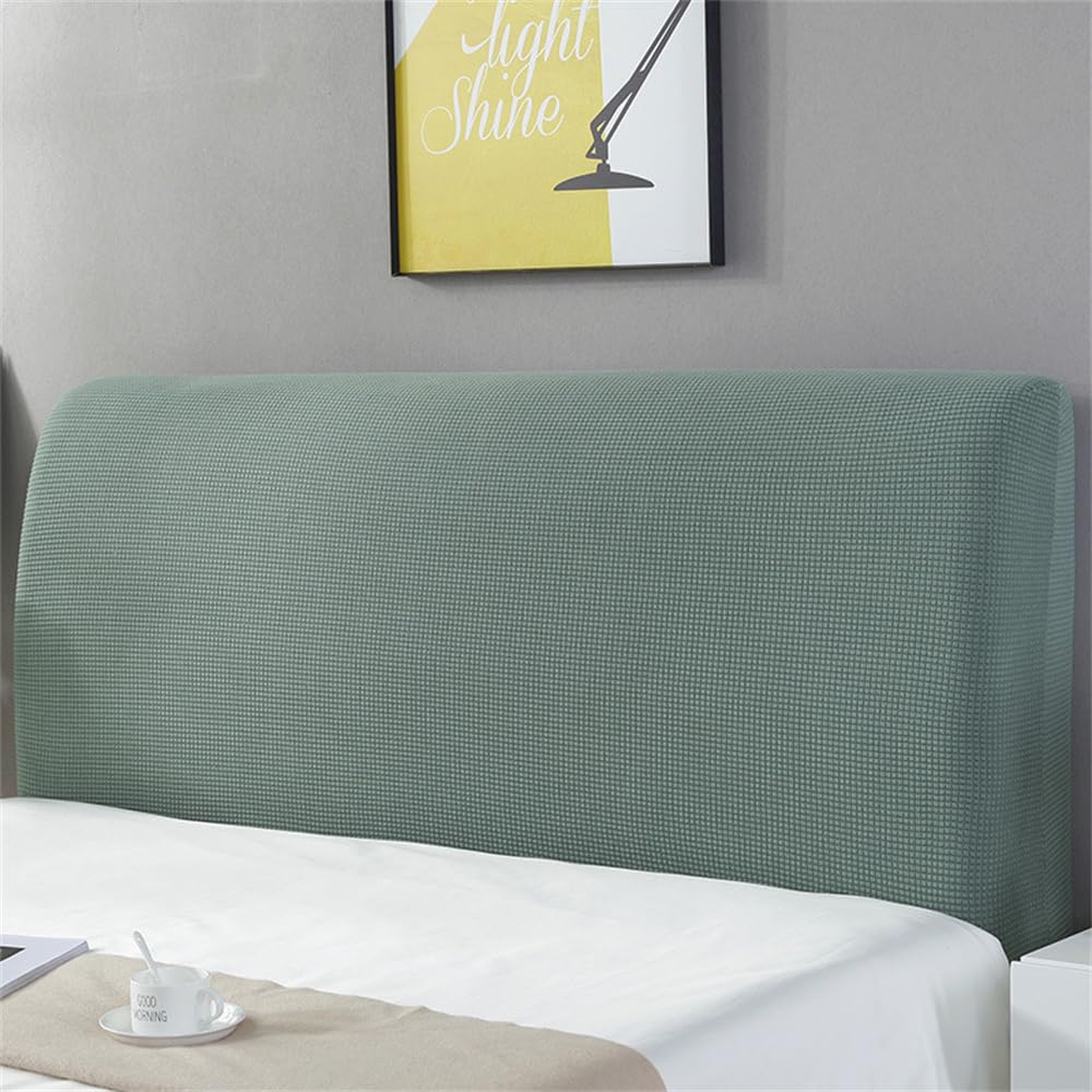 Hearda Jacquard Elastic Bed Headboard Cover, Solid Color Dustproof Protector Cover, Headboard Slipcover for Single Small Double King Size Bed All-inclusive Bed Head Cover (Green,120cm)