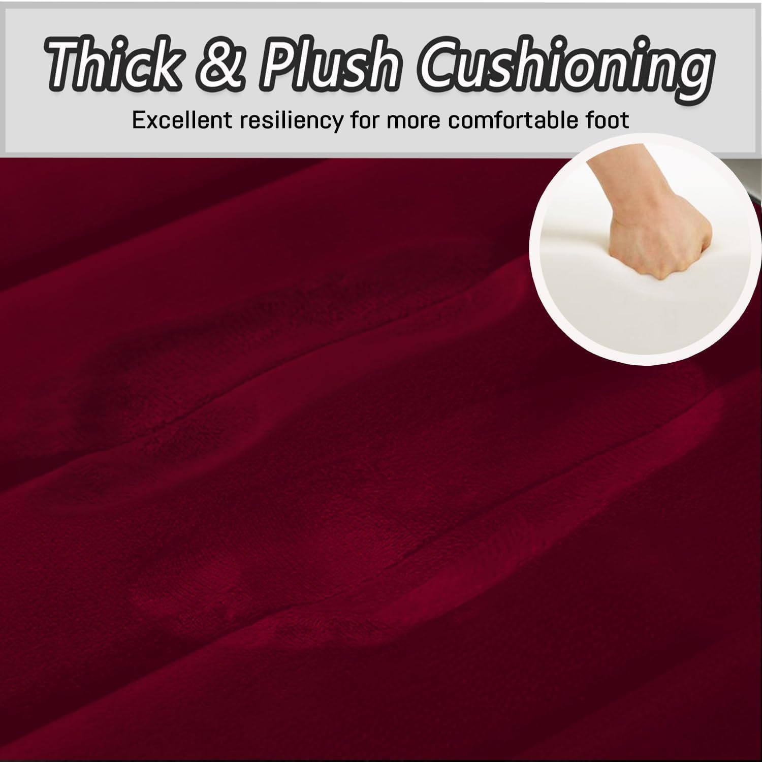 U-Shaped Toilet Bath Mat Set 2 Piece - Super Soft Absorbent Quick Dry Memory Foam Bathroom Rugs, Machine Washable Non Slip Floor Carpet for Tub Shower & Single Sink 17x24 & 20x20,(Burgundy)