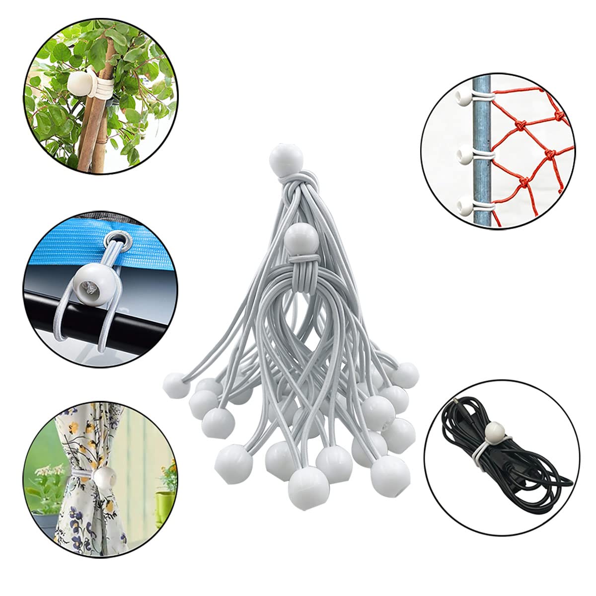 Tendeurs élastiques, 30 Pièces, Crochet Boule, Tentes, Bâche