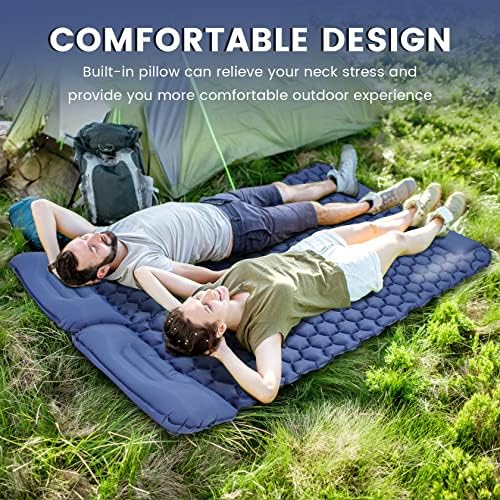 FEAHRZEUG Self Inflating Camping Mat With Built-in Pump Ultralight Inflatable Sleeping Mat with Pillow Lightweight Connectable Double Roll Camping Mattress for Hiking Backpacking Outdoor