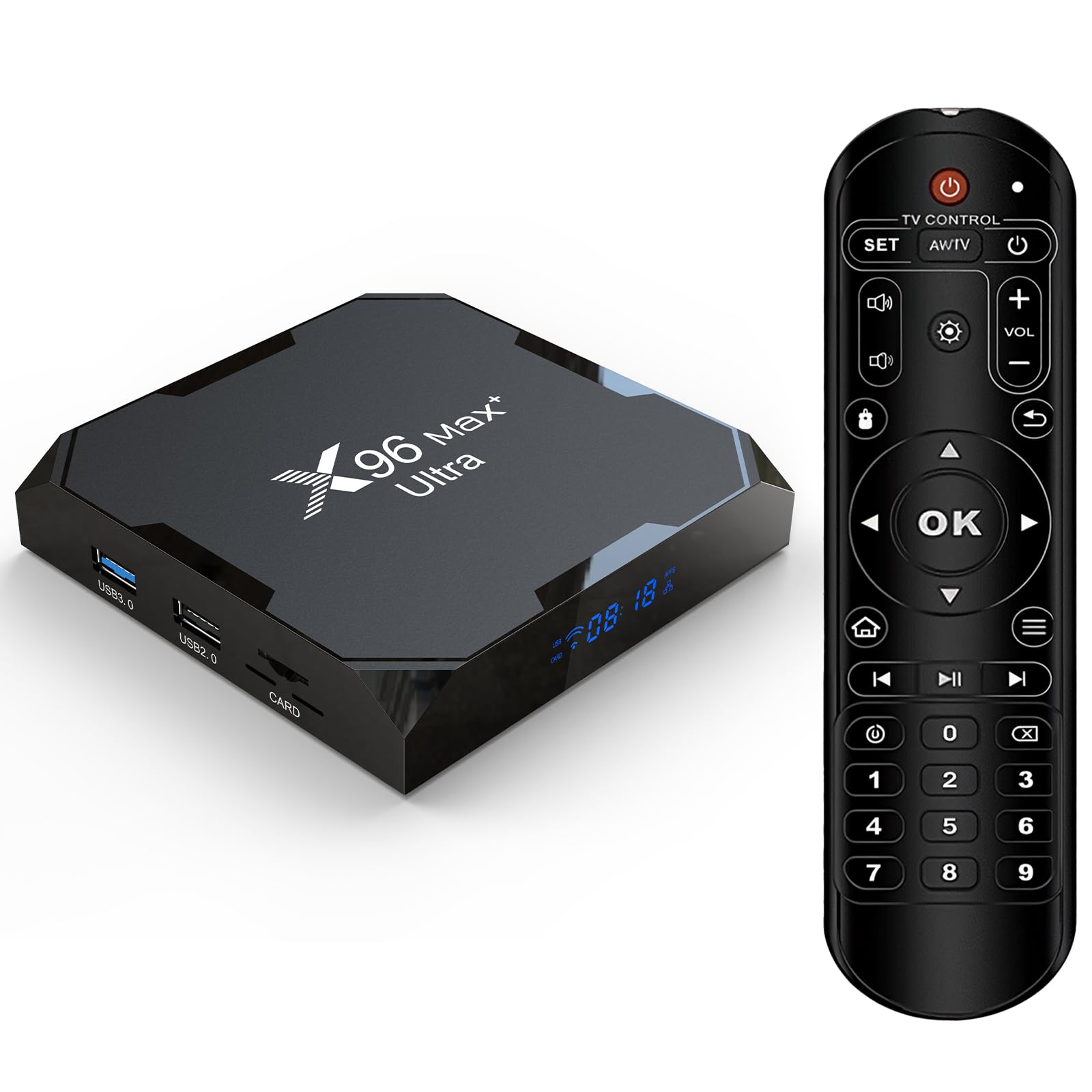 LEFFOT Android 11 TV Box, X96Max+Ultra 4K UHD Streaming Device for TV, 4GB RAM + 64GB ROM, Smart TV Box with HDR10+, 2.4G & 5G Wi-Fi 5, 100M Ethernet, BT 4.0, Amlogic S905X4 Quad Core Arm Cortex A55