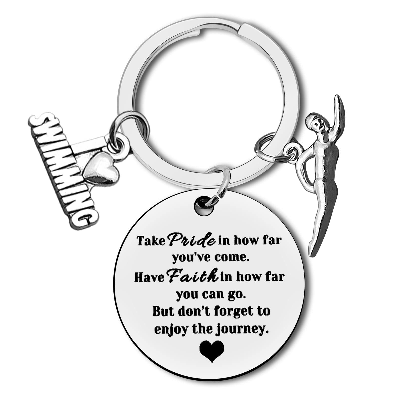 Dabihu Swim Keychain Inspirational Gift for Swimmers - Keyring Encouragement Jewelry for Swimming Lovers, Team, Graduation, Christmas, Birthday