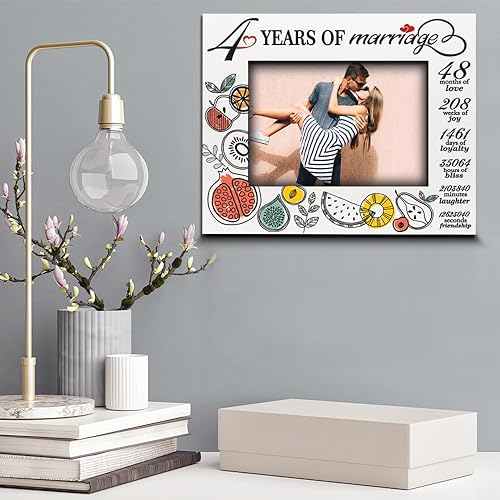 Miniatura 2 de BELLA BUSTA - 4 años de matrimonio -Recuerdo tradicional con temática de frutas para 4 aniversario de boda para esposa, marido, pareja -Marco de