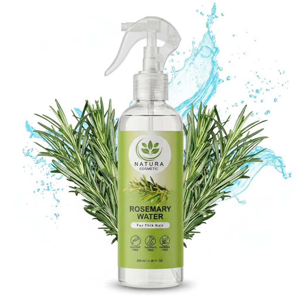 Natura Cosmetic Rosemary Water for Thinning Hair - Scalp Stimulating Spray for Men & Women - Natural Hair Growth Support, Silicone Free, 200ml / 6.76 fl oz (Rosemary water 02)-image-44