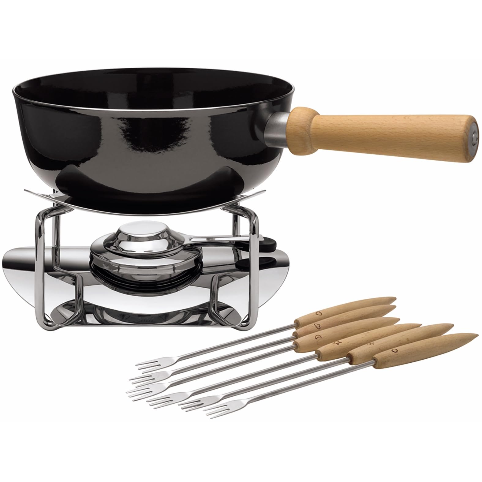 Silit Käsefondue Set 9-teilig, Fondue für 6 Personen, Silargan Funktionskeramik, Induktion, spülmaschinengeeignet, Fondueset, Kasserolle Rechaud Brenner Fonduegabeln