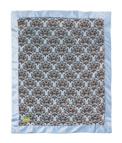 Kivelli Baby Couture Plush Mia Damask Minky Blankets - Blue/Brown 30 X 36