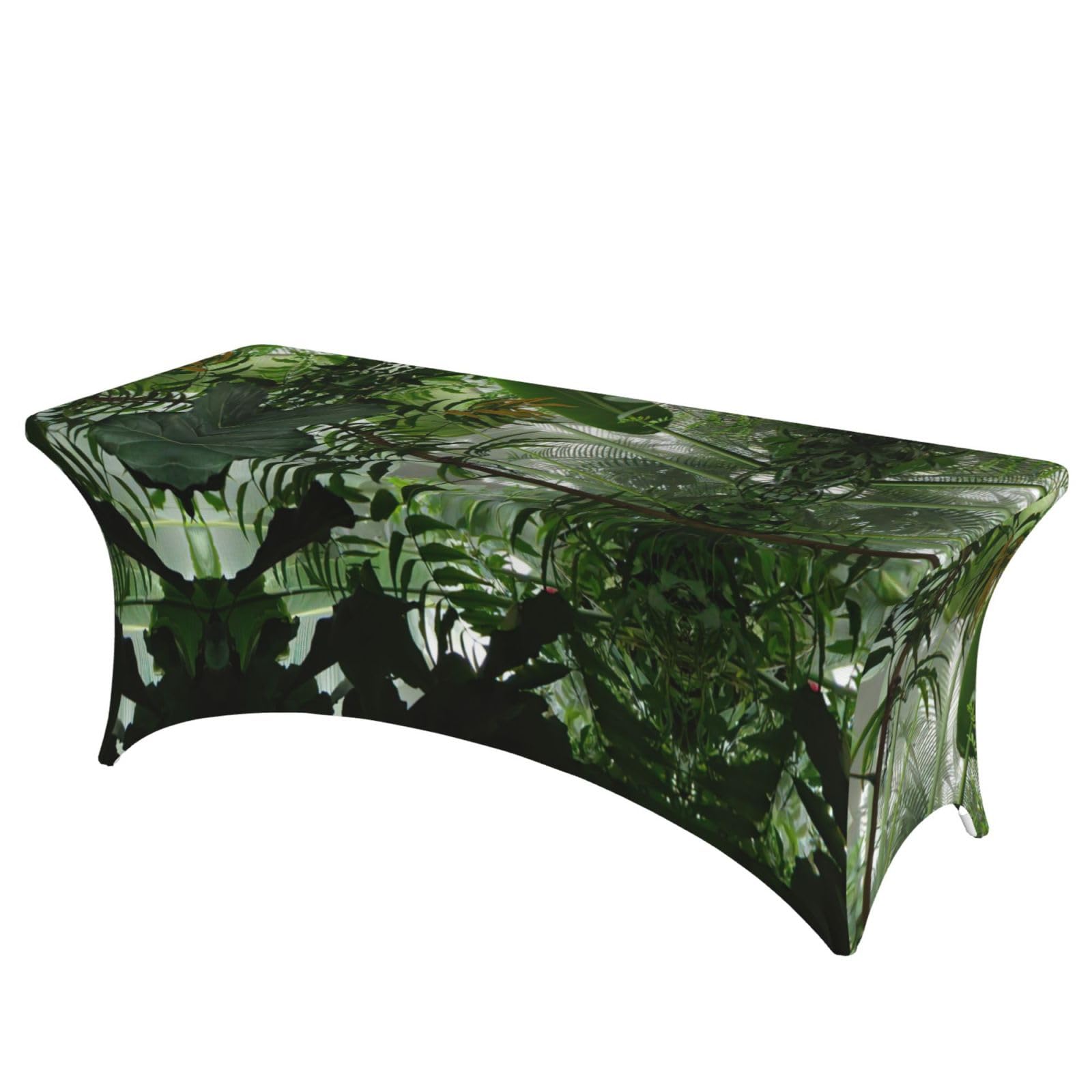Nappe stretch 1,8m anti-plis en élasthanne imprimé tropical pour table de patio et buffet