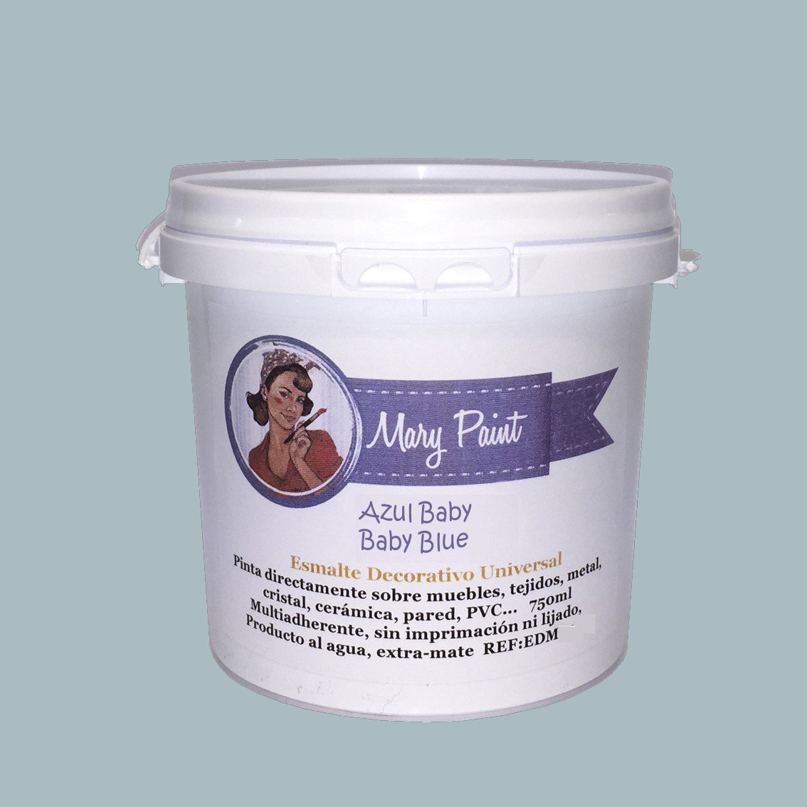 Mary Paint | Pintura para muebles efecto Chalk Paint, Azul Baby - 750ml