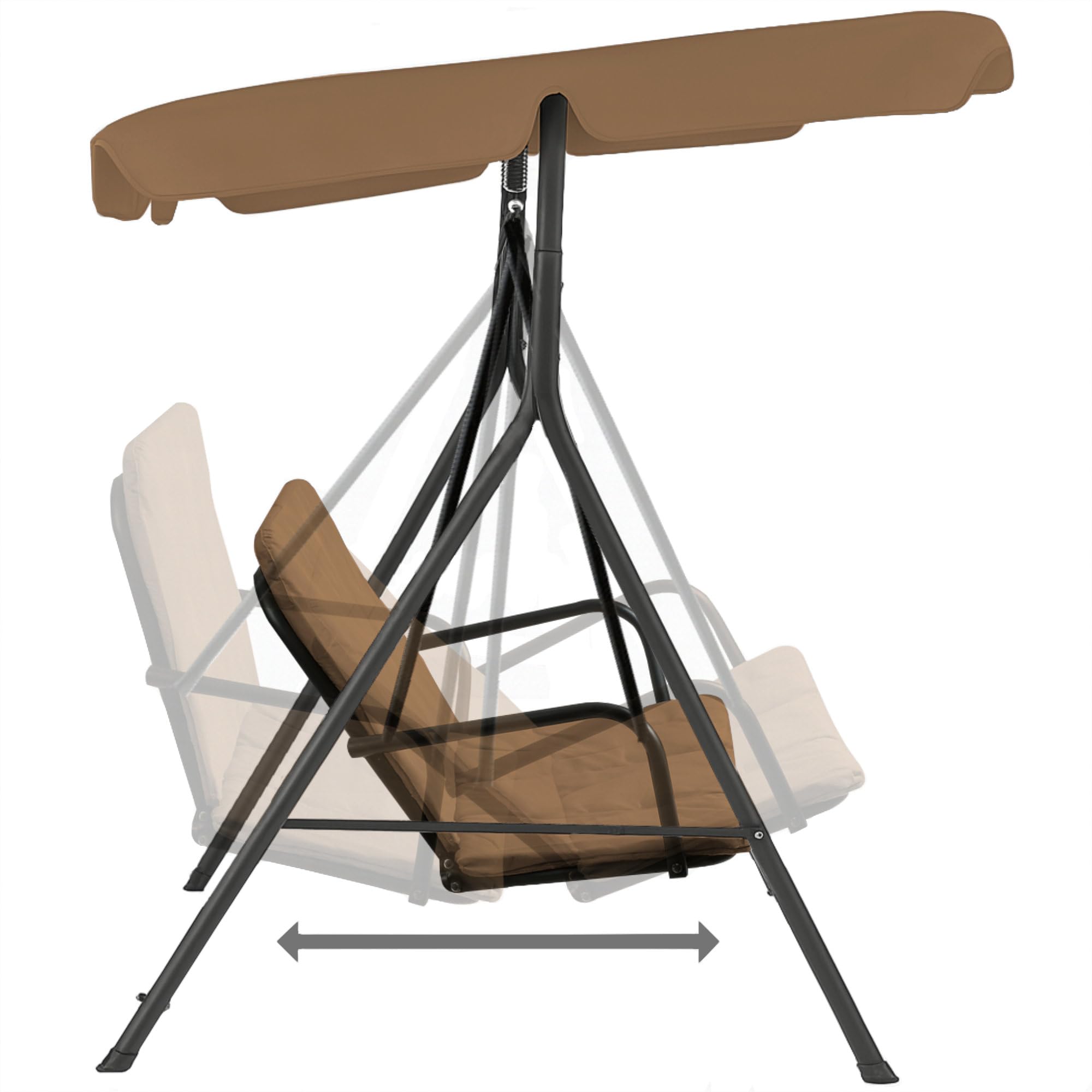Columpio Hollywood de 3 plazas con toldo | Marrón | soporta hasta 250 kg | Tumbona balanceante, Banco columpio para exteriores | Columpio de jardín, Silla columpio | Columpio suave, Columpio