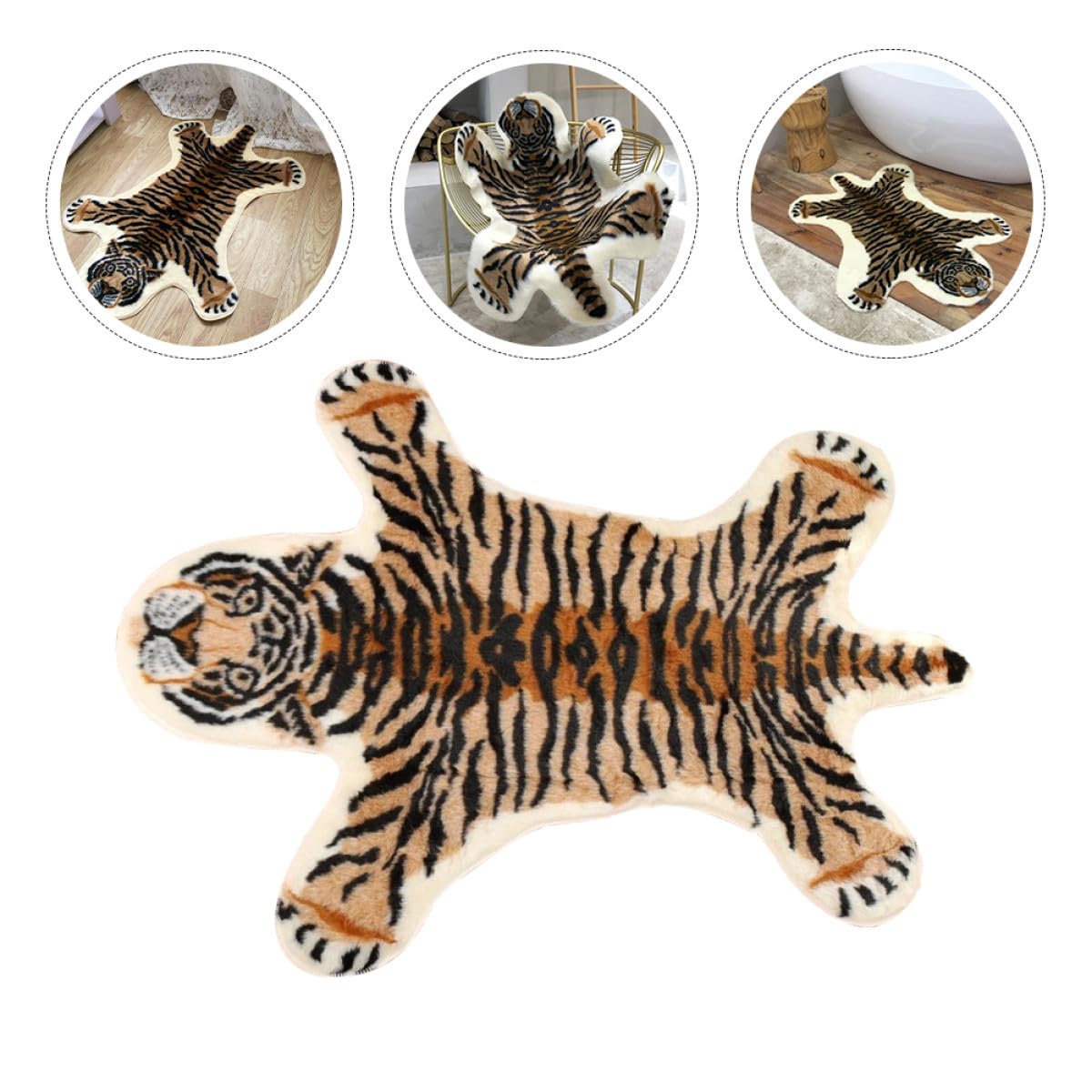 Beavorty Zerbino Antiscivolo Tigre 85x110 Cm, Tappetino da Pavimento Decorativo per Ingresso e Camera da Letto, Cuscino da Pavimento per Casa e Soggiorno Motivo Animale Creativo