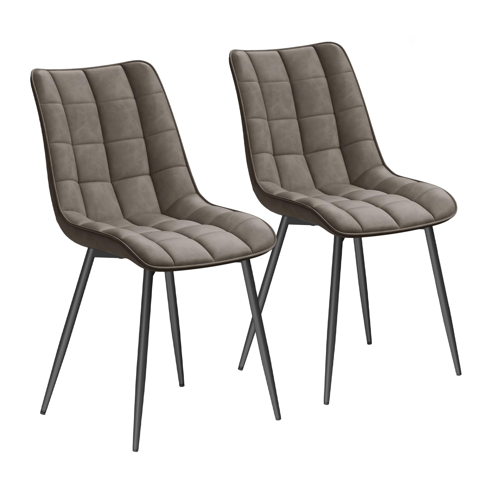 WOLTU Sedie da Pranzo con Schienale senza Braccioli Sgabello in Ecopelle per Cucina Grigio Scuro BH207dgr-2