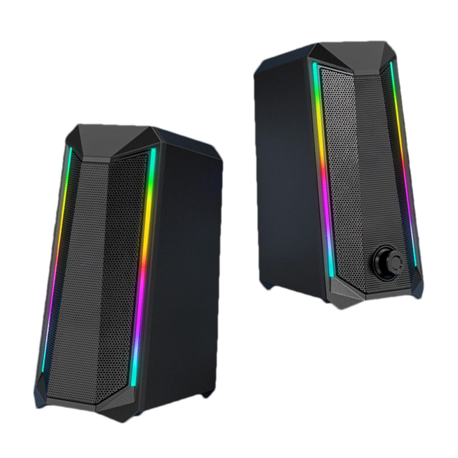 Altoparlante Rgb per computer | Altoparlante Rgb desktop | Doppio altoparlante Rgb | Altoparlante per computer a 2.0 con 6 modalità LED colorate, bassi migliorati e controllo del volum
