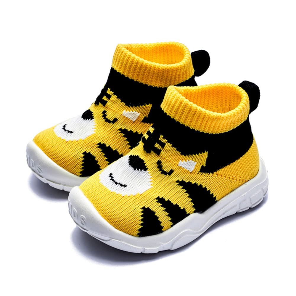 STEELEMENT.Baby Sneaker,Infant Non-Slip Soft Comforter Toddler Walkers for Boy Girls Elastic Sock Memory Insole Breathable Shoes Panda Tiger Prints American Flag Rainbow Stripe Moccasins