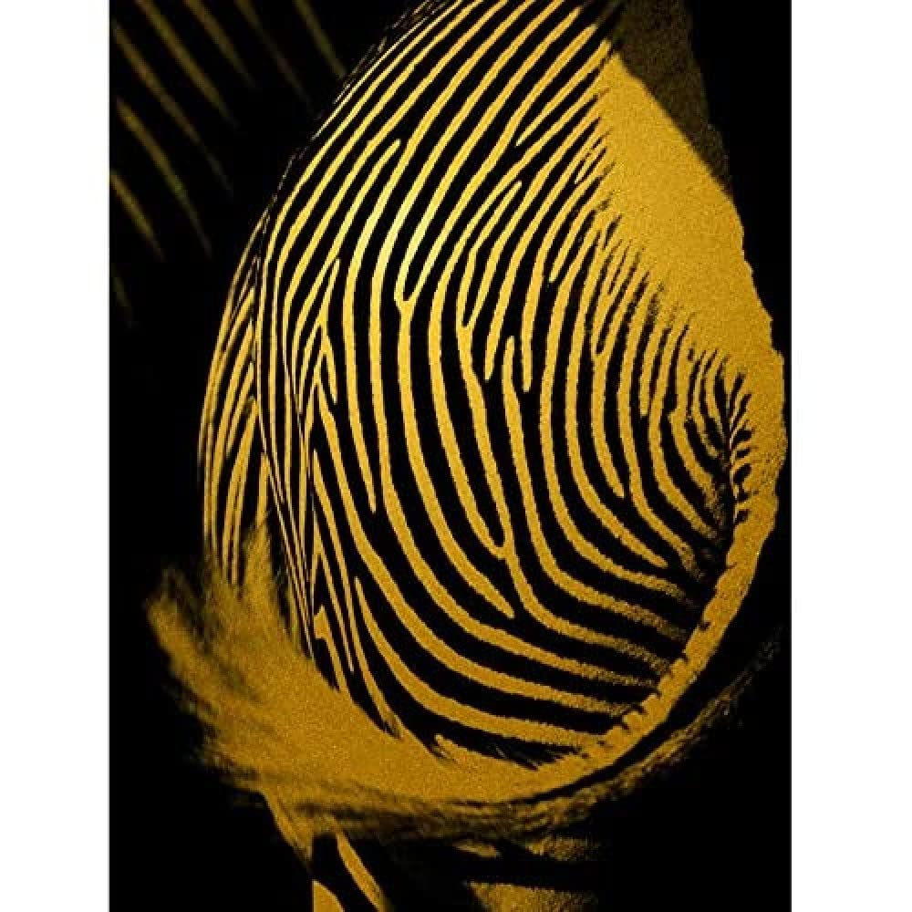 Artery8 Gold Effect Yellow Black Zebra Rear Abstract Art Print Canvas Premium Wall Decor Poster Mural