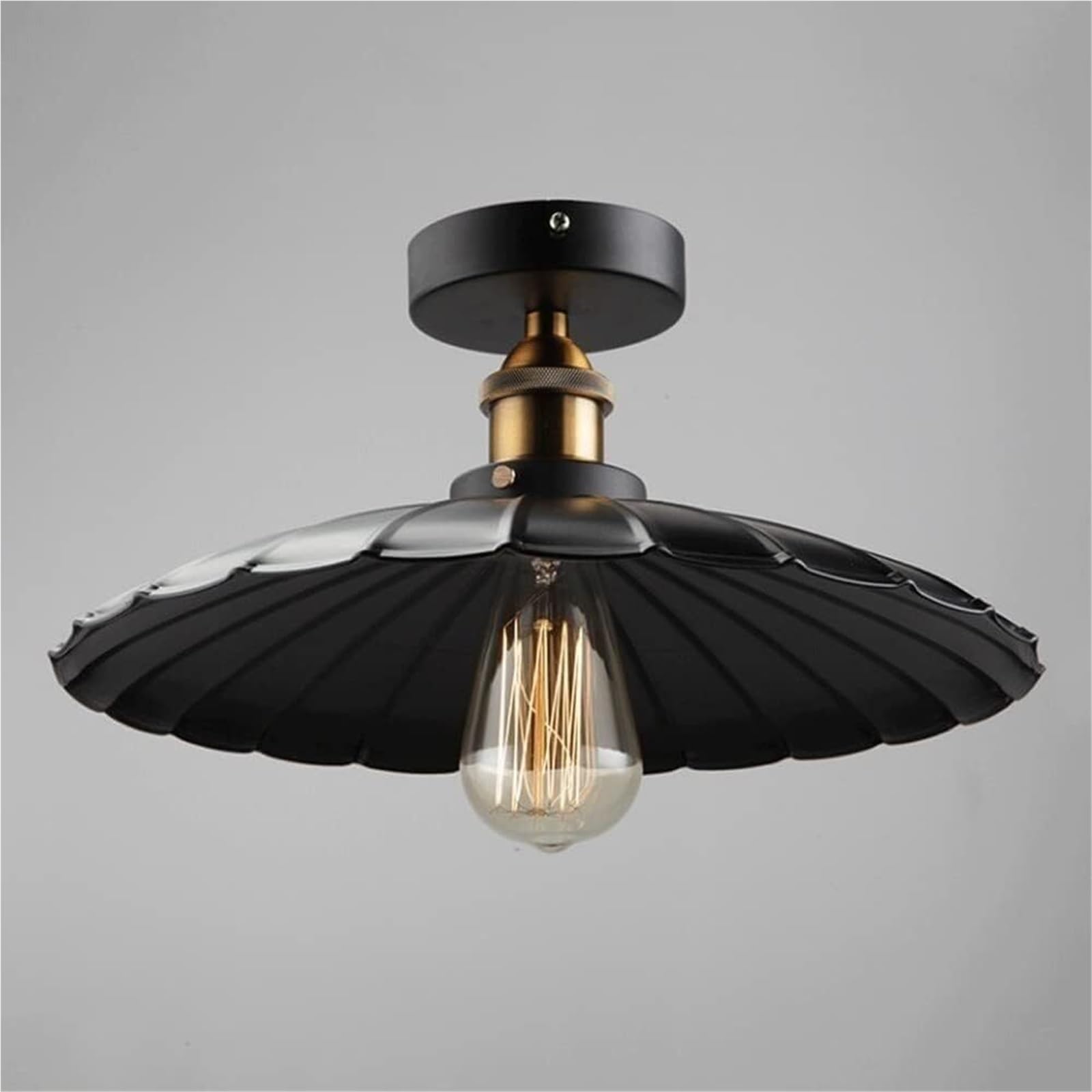 Suspension vintage en métal noir de 36cm pour une ambiance de ferme rétro