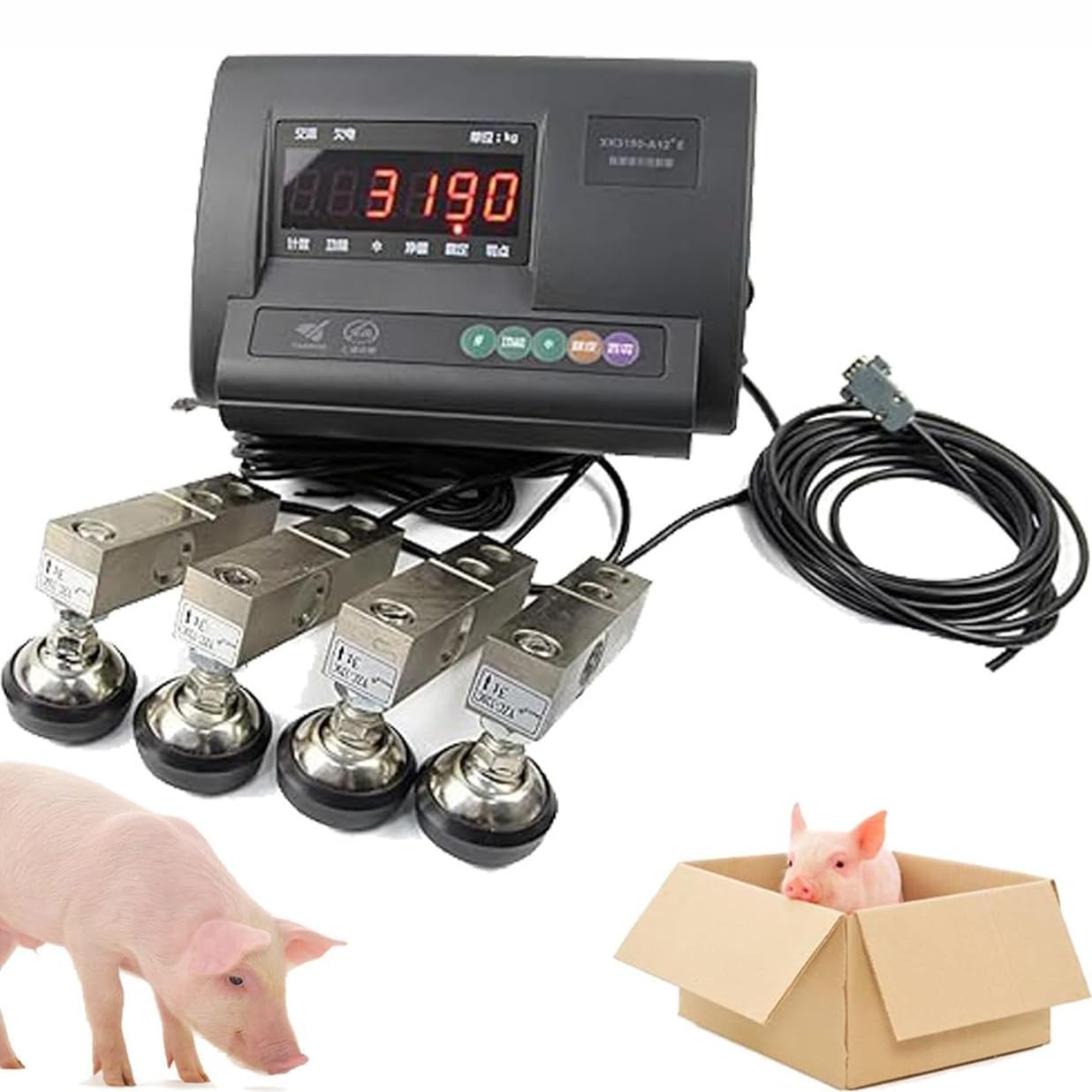 High Precision Livestock Scale Kit,6600 lb Steel Beam Compression Load Cell Scale Floor Scale Kit,Electronic Weighing Indicator for Cattle,Sheep,Pigs