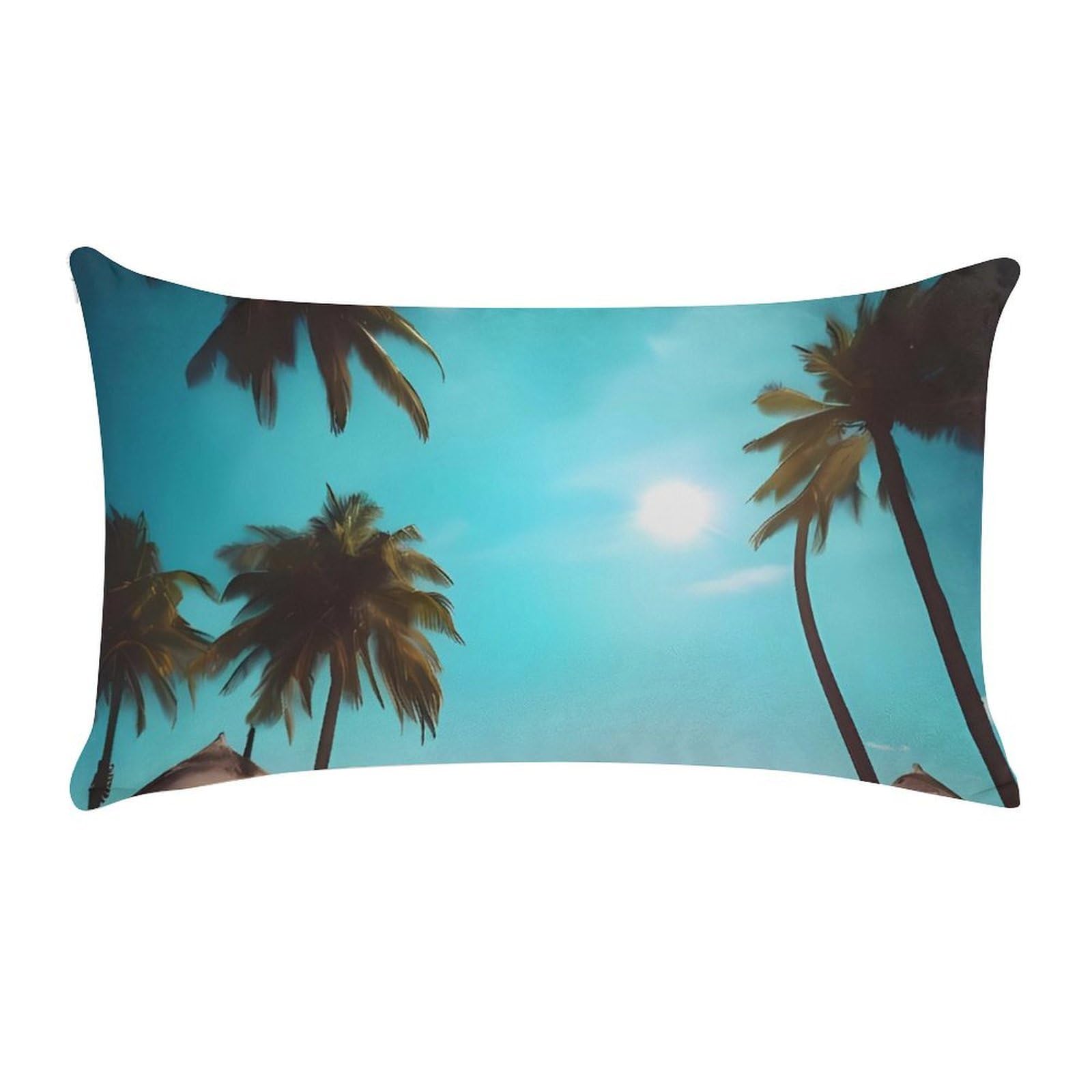 Palm Trees and Clear Sea Pillow Cases for Sofa, Super Soft Plush Pillow Cover with Zipper, Luxury Cozy Pillow Shams for All Seasons, Lightweight Pillowcases for Bedroom, 12" X 20"