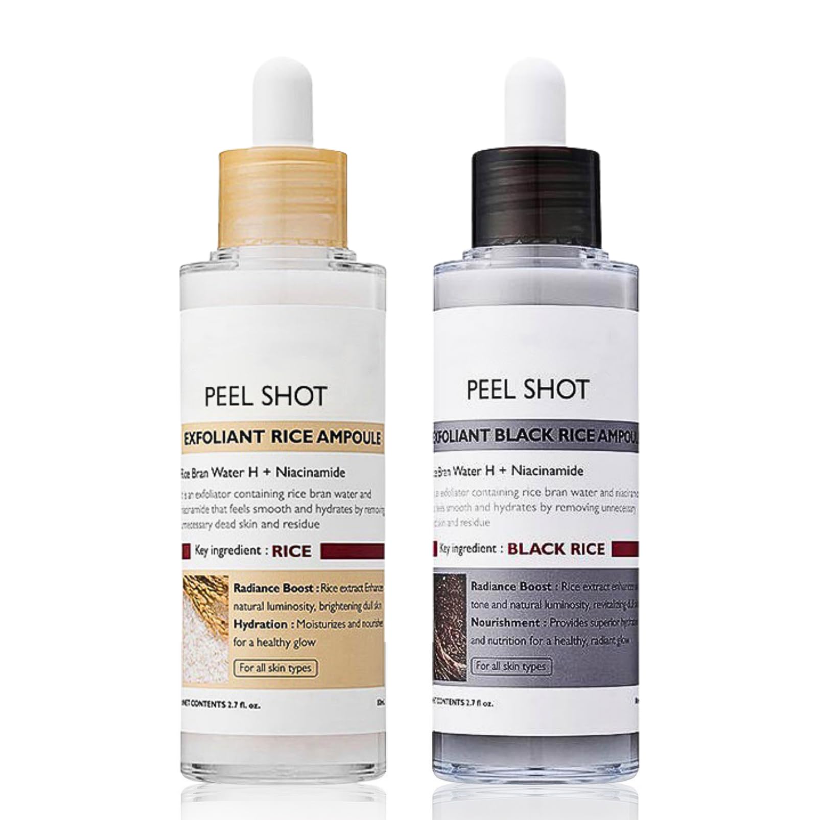 Peel Shot Glow Rice Ampoule Duo, Face Exfoliator Rice Toner