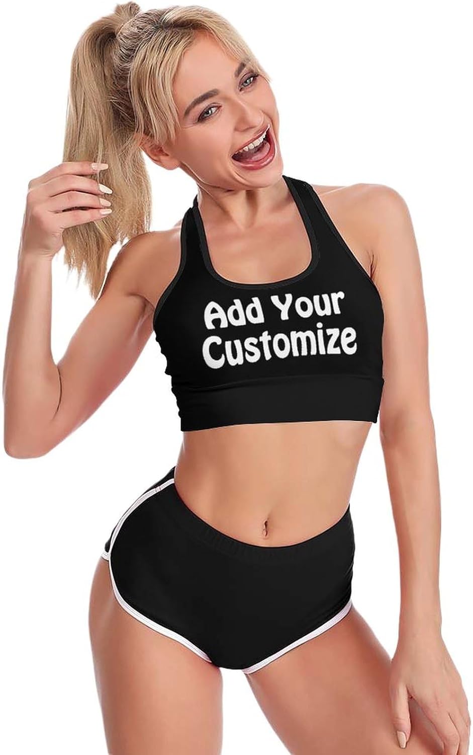 Custom Womens Sports Bra Add Your Design Personalized Photo Yoga Bra, 5 Sizes - Image 4