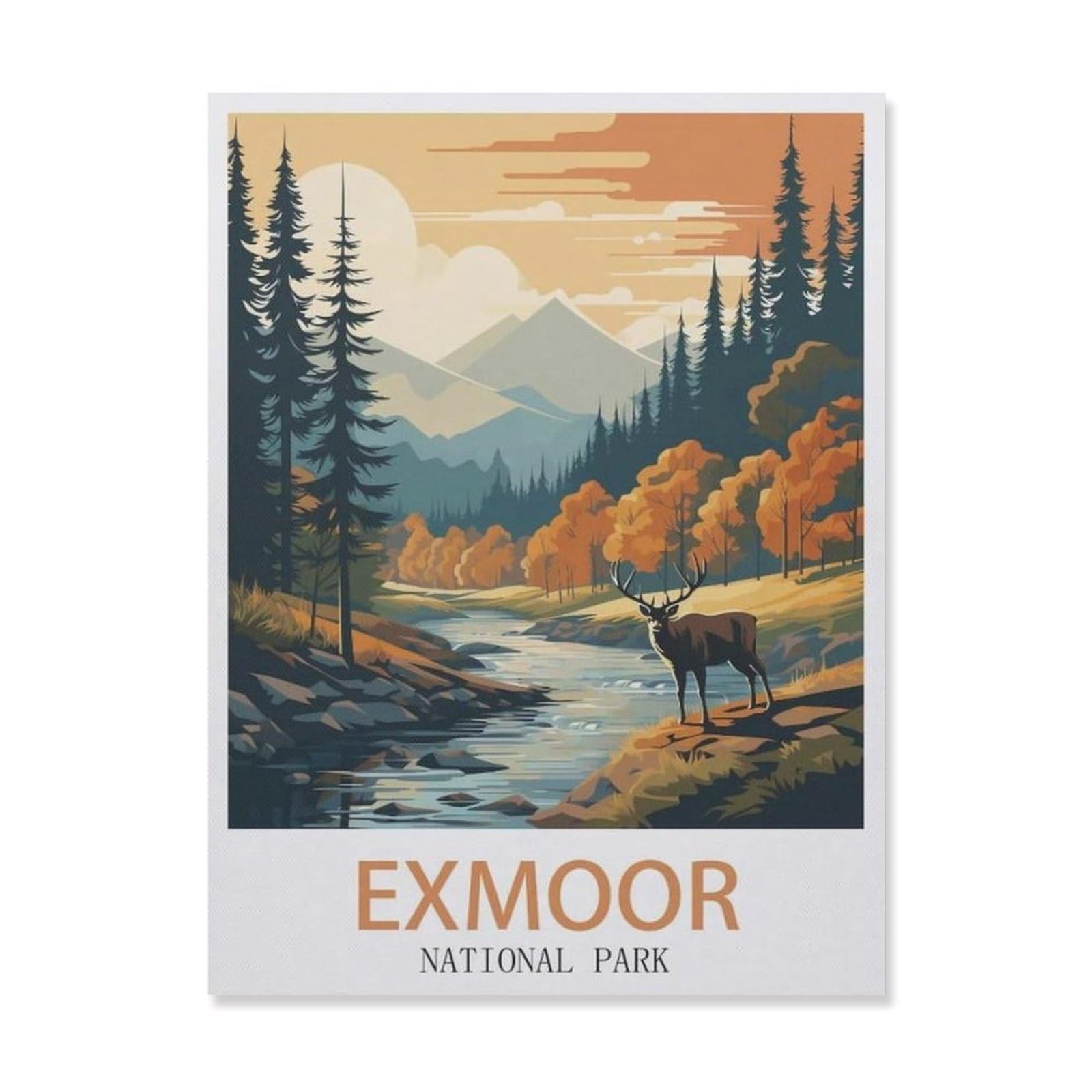 BEAYODKP Paint by Numbers for Adults Beginner，Exmoor National Park ， Mountain，DIY Oil Painting Kit on Canvas with Paintbrushes and Acrylic Pigment, Arts Craft for Home Wall Decor(30x40cm) -DS89