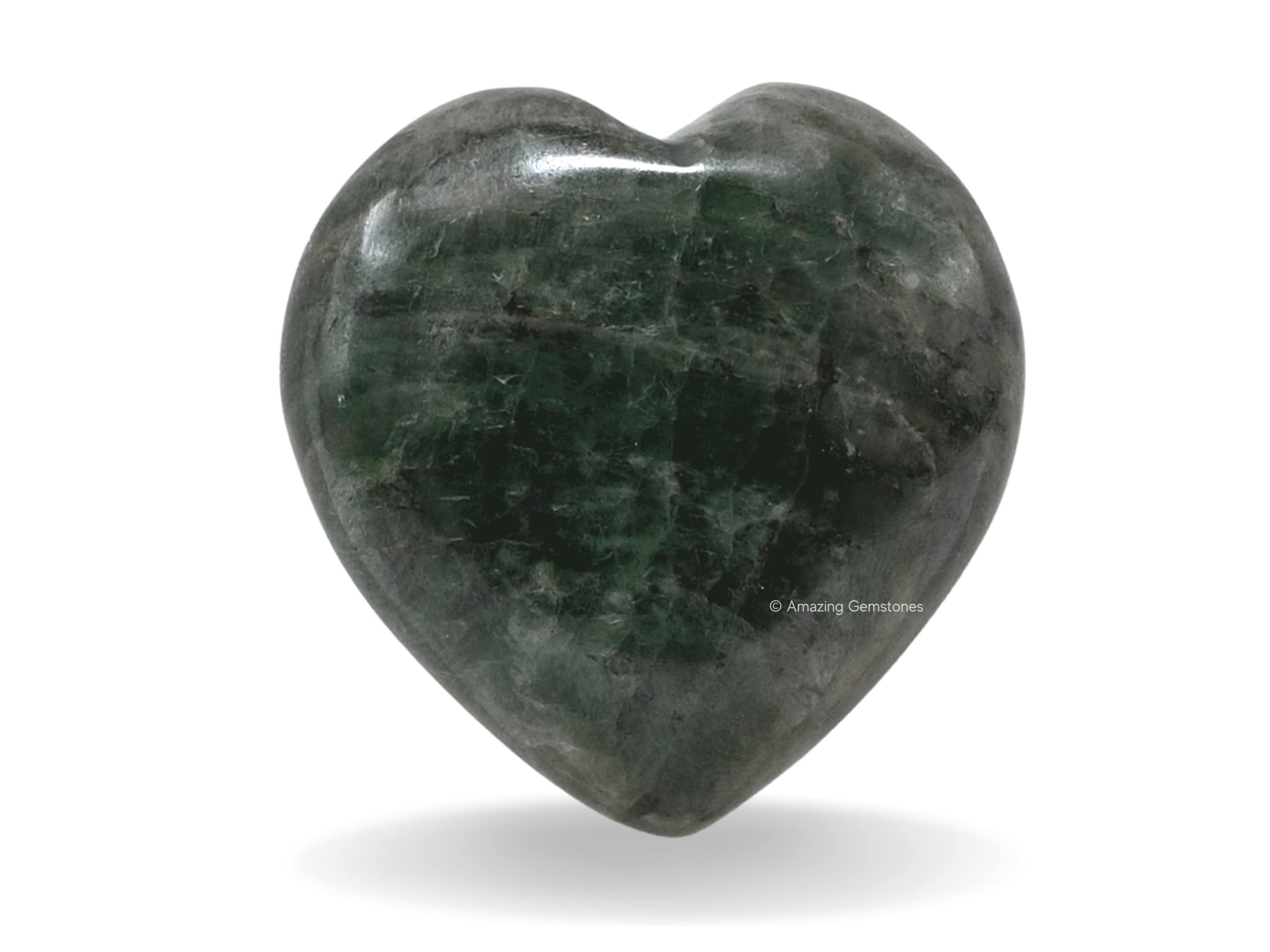 Amazing GemstoneChrome Diopside Crystal Heart Palm Stone - Pocket Massage Worry Stone for Natural Body Chakra Balancing, Reiki Healing and Crystal Grid