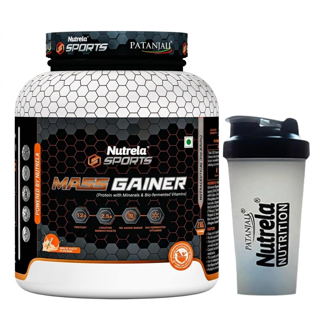 Nutrela Sports Mass Gainer Protein Powder 1 kg (Malai Kulfi) with Shaker | With 2.5g Creatine, 33.1g Carbs & Biofermented Vitamins — Amazon image 8