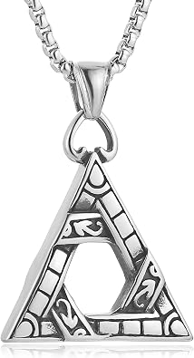 HZMAN Stainless Steel Masonic Triangle Pendant Necklace, All-Seeing Eye Illuminati Symbol with 22 Inch Adjustable Chain, Mysterious Geometric Jewelry Gift for Men & Women
