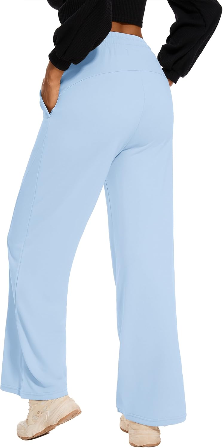 M MOTEEPI Women Sweatpants Wide Leg 30" Lounge Sweat Pants Casual Baggy Trousers with Elastic Waist Straight Leg - Image 4