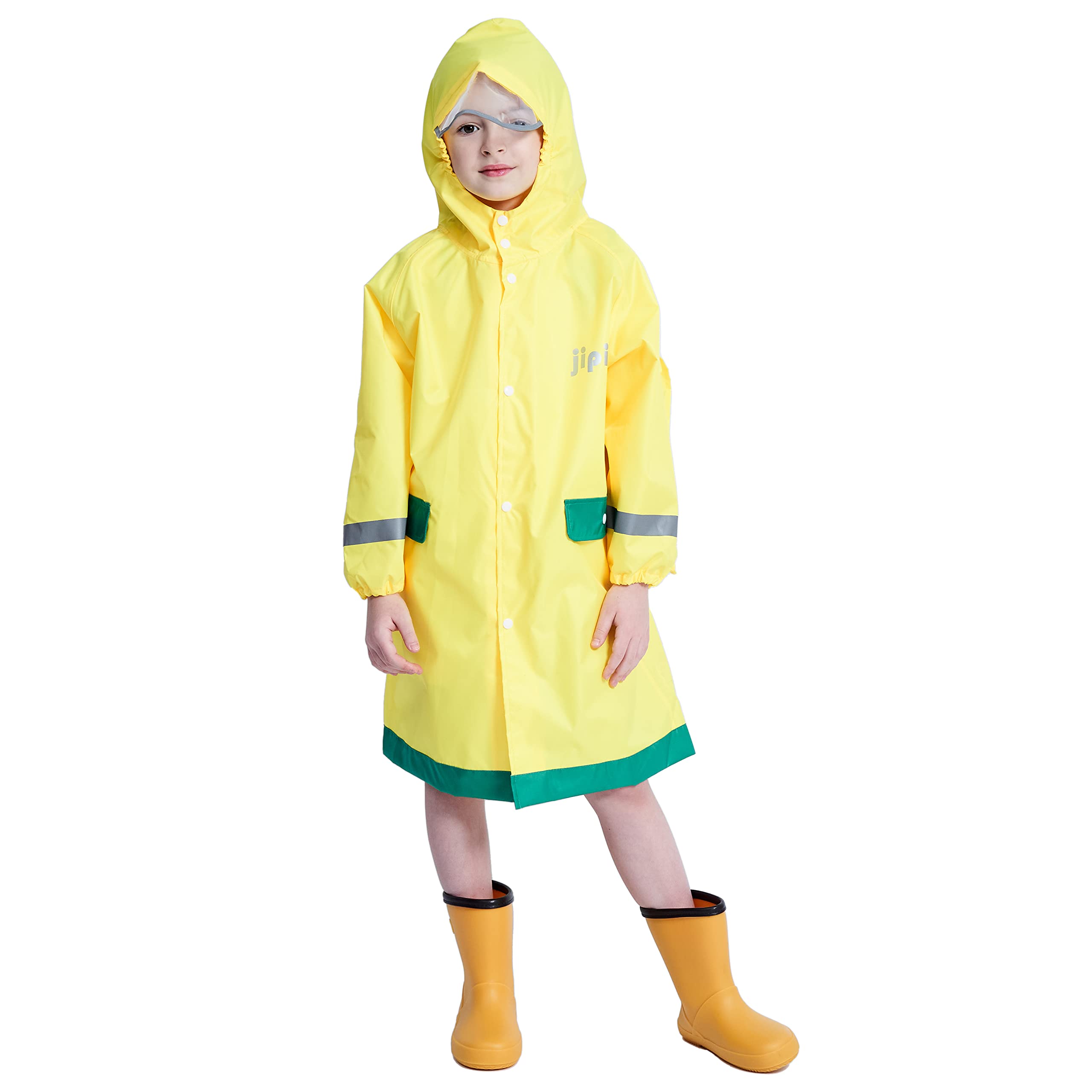 Fewlby Bambini Giacche Impermeabili, Poncho da Pioggia Ragazzi Ragazze Impermeabile Cappotto di Pioggia con Cappuccio Mantella Pioggia 4-14 Anni