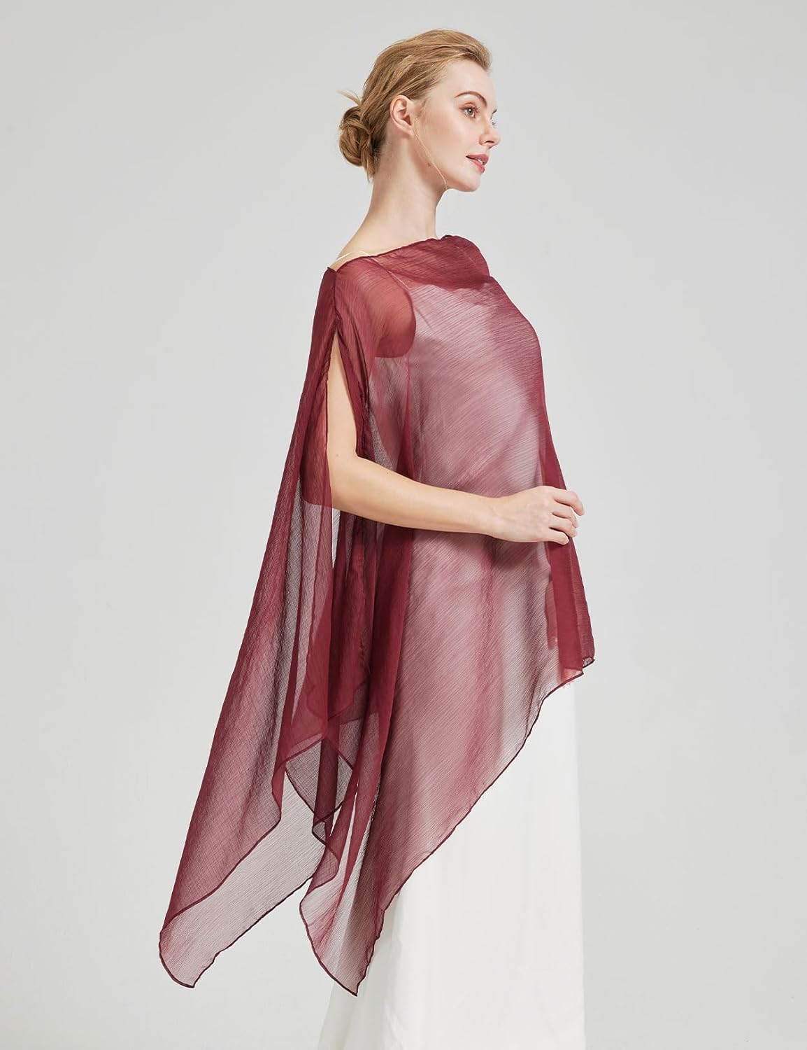 BEAUTELICATE Sheer Bridal Shawl for Wedding Dress 3 Multi-ways Shawl Bridesmaids Capelet Scarf - Image 5